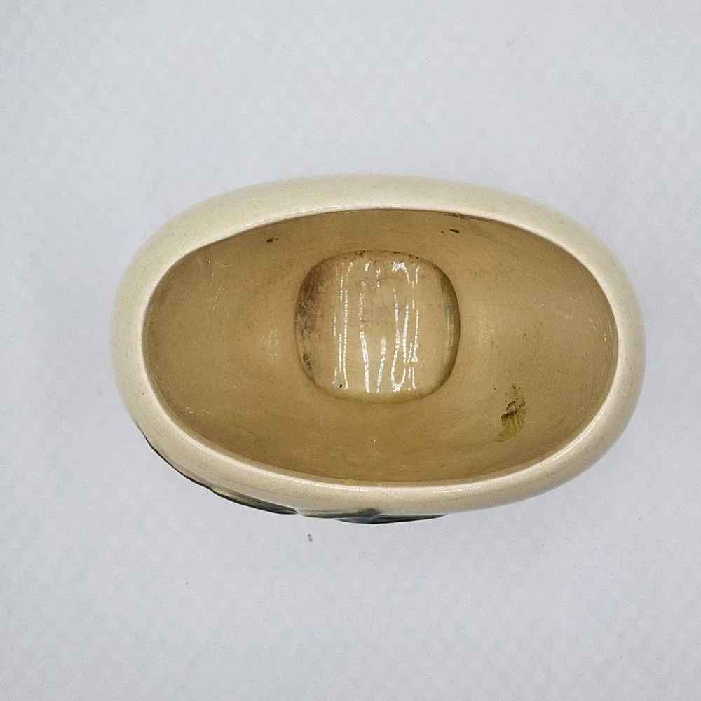Vintage Royal Copley Ivy Leaf Planter Cream Green Footed Ceramic Unmarked 4.5